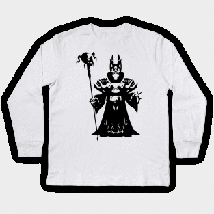 Lich minimal silhouette white Kids Long Sleeve T-Shirt